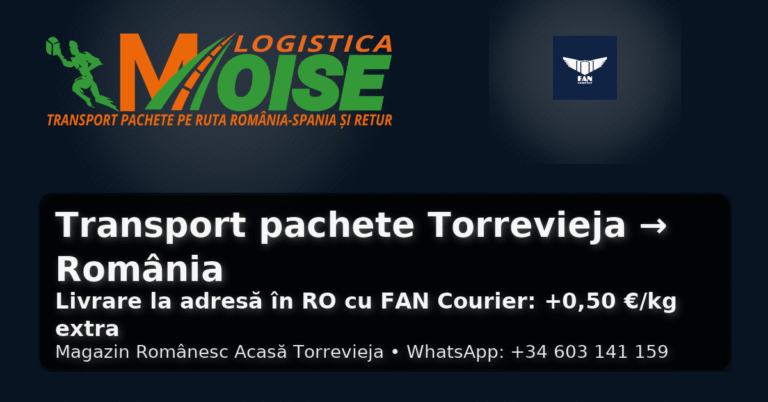 Transport de pachete din Torrevieja în România – rapid, sigur și accesibil
